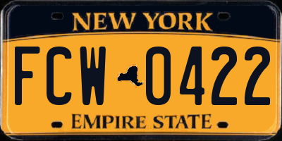 NY license plate FCW0422