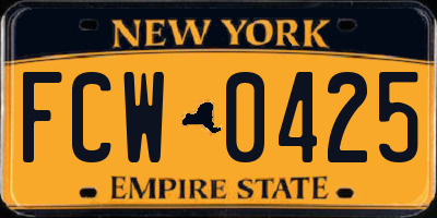 NY license plate FCW0425