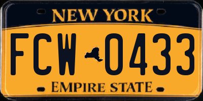 NY license plate FCW0433