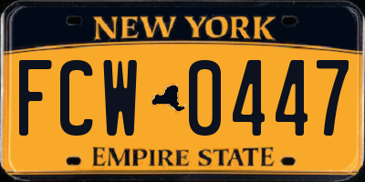 NY license plate FCW0447