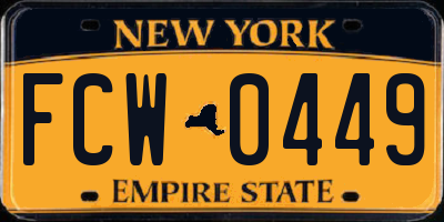 NY license plate FCW0449
