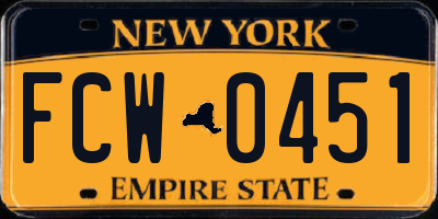 NY license plate FCW0451