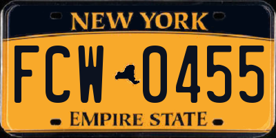 NY license plate FCW0455