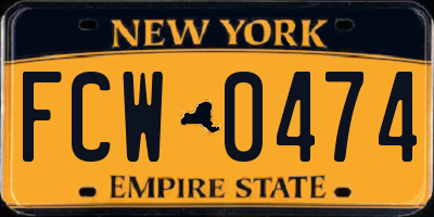 NY license plate FCW0474