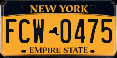 NY license plate FCW0475
