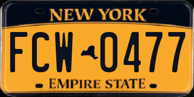 NY license plate FCW0477