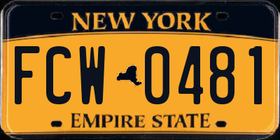NY license plate FCW0481