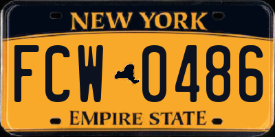 NY license plate FCW0486
