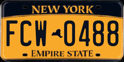 NY license plate FCW0488