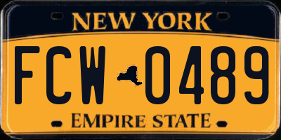 NY license plate FCW0489