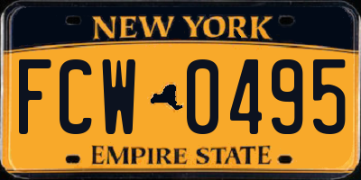 NY license plate FCW0495