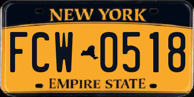 NY license plate FCW0518