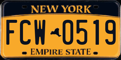 NY license plate FCW0519