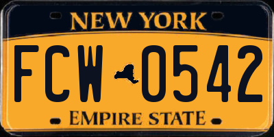 NY license plate FCW0542