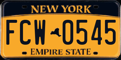 NY license plate FCW0545