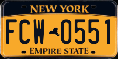 NY license plate FCW0551
