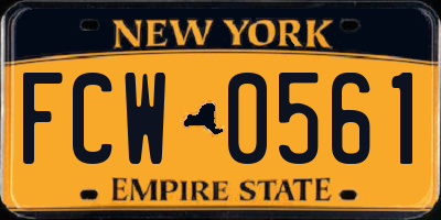 NY license plate FCW0561
