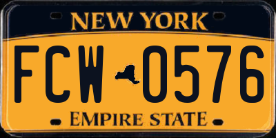 NY license plate FCW0576