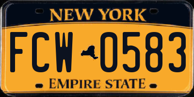 NY license plate FCW0583
