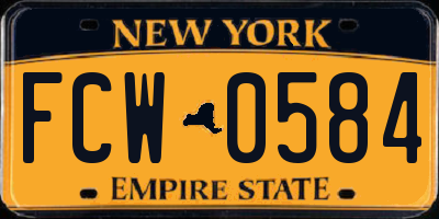 NY license plate FCW0584
