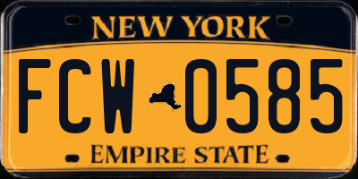 NY license plate FCW0585