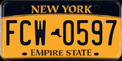 NY license plate FCW0597