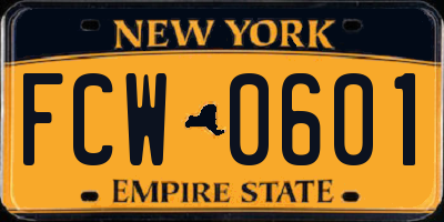 NY license plate FCW0601