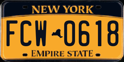 NY license plate FCW0618