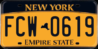 NY license plate FCW0619