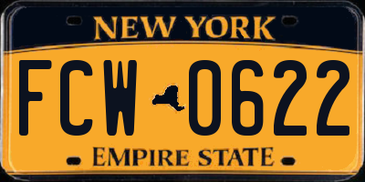 NY license plate FCW0622