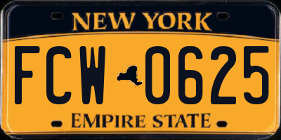 NY license plate FCW0625