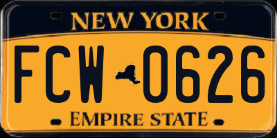 NY license plate FCW0626