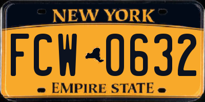 NY license plate FCW0632