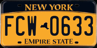 NY license plate FCW0633