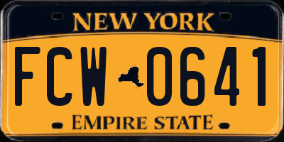 NY license plate FCW0641