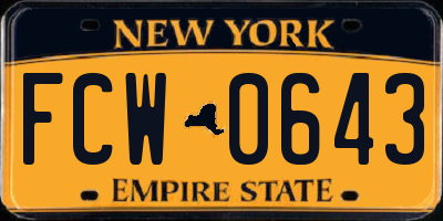 NY license plate FCW0643