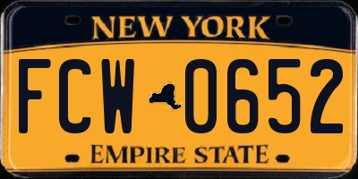 NY license plate FCW0652