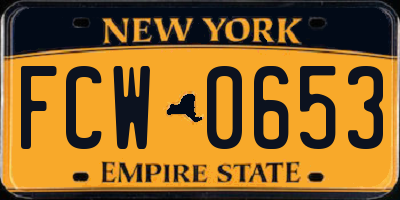 NY license plate FCW0653