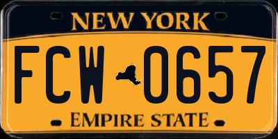 NY license plate FCW0657