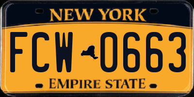 NY license plate FCW0663