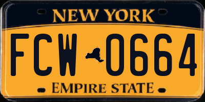 NY license plate FCW0664