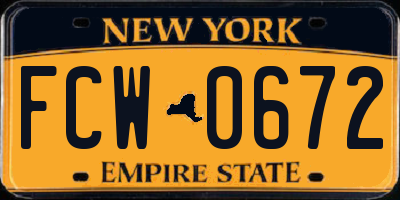 NY license plate FCW0672