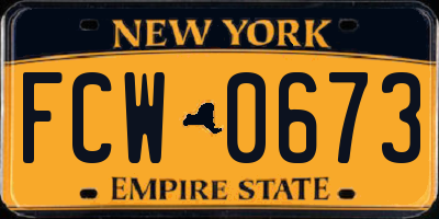 NY license plate FCW0673