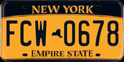 NY license plate FCW0678