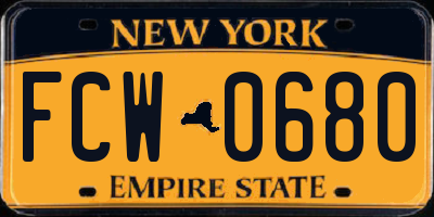 NY license plate FCW0680