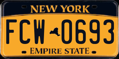 NY license plate FCW0693