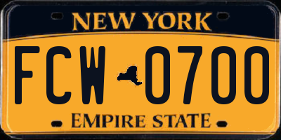 NY license plate FCW0700