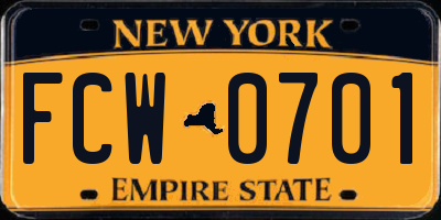 NY license plate FCW0701