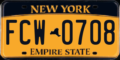 NY license plate FCW0708
