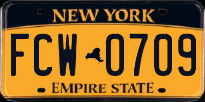 NY license plate FCW0709